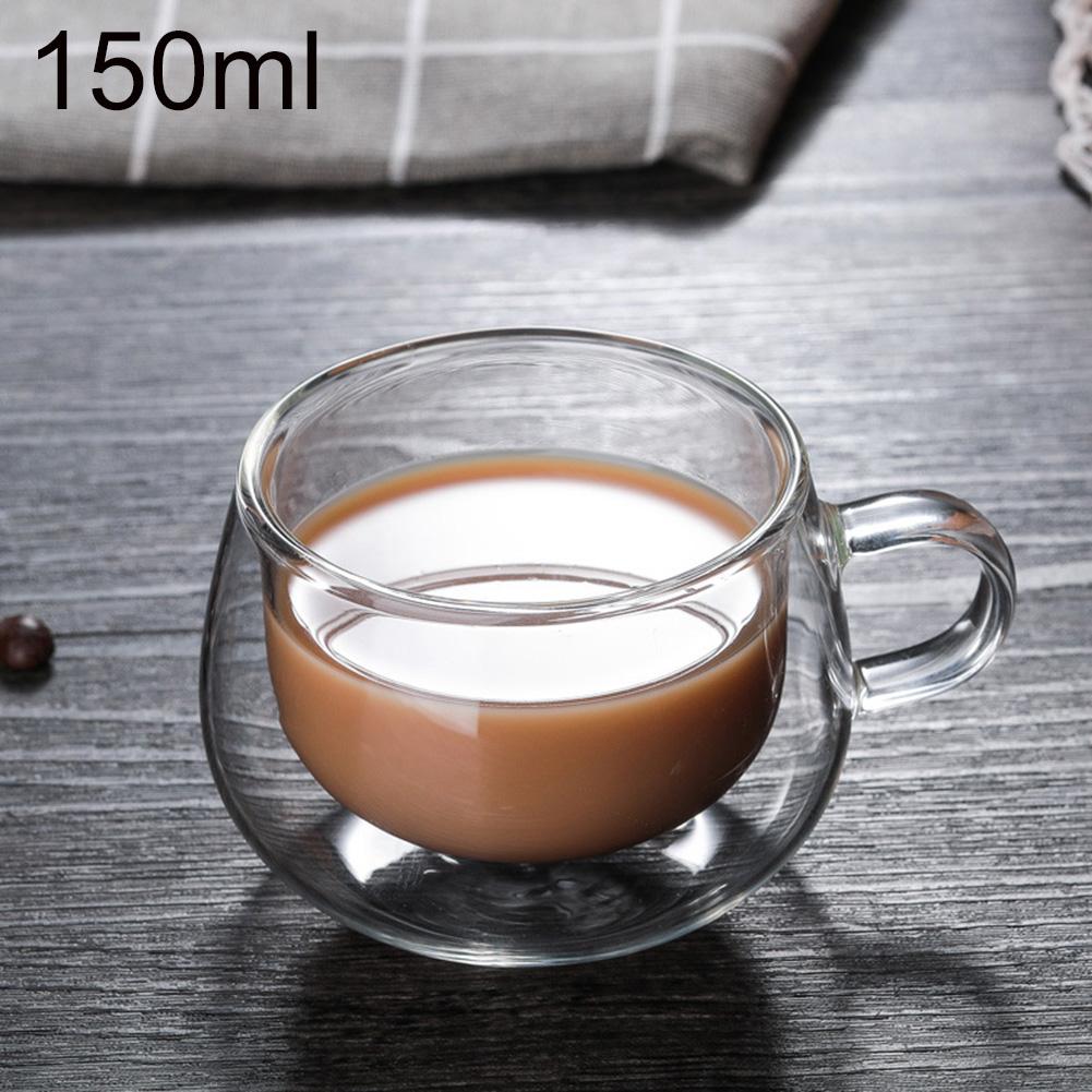 150ml dobbeltvægs termisk glaskop varmebestandig te-kaffekrus med håndtag