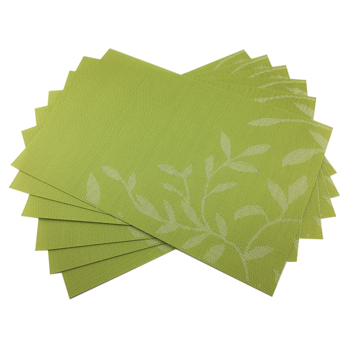 Set de table violet pour salle à manger, tapis de table en pvc à fleurs, sets de table, tapis de tasse, dessous de verre, accessoires de cuisine, 4 pièces: Vert 4 pièces