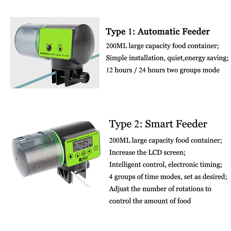 D2 Smart Automatic Fish Feeder Aquarium Feeder Fish Tank Auto Feeding Dispenser with LCD Indicates Timer Aquarium Accessories