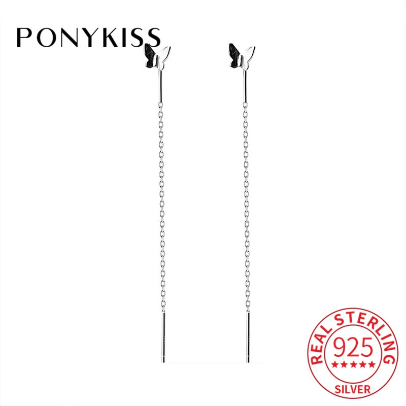 PONYKISS romantique S925 en argent Sterling mignon papillon boucles d'oreilles femmes fête délicate accessoire fille beau