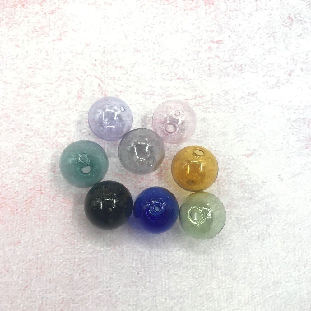 20pcs/lot 20mm color top Mini Globe Glass Round Bottle Beads Necklace Pendant Locket two holes Ball Jewelry terrarium