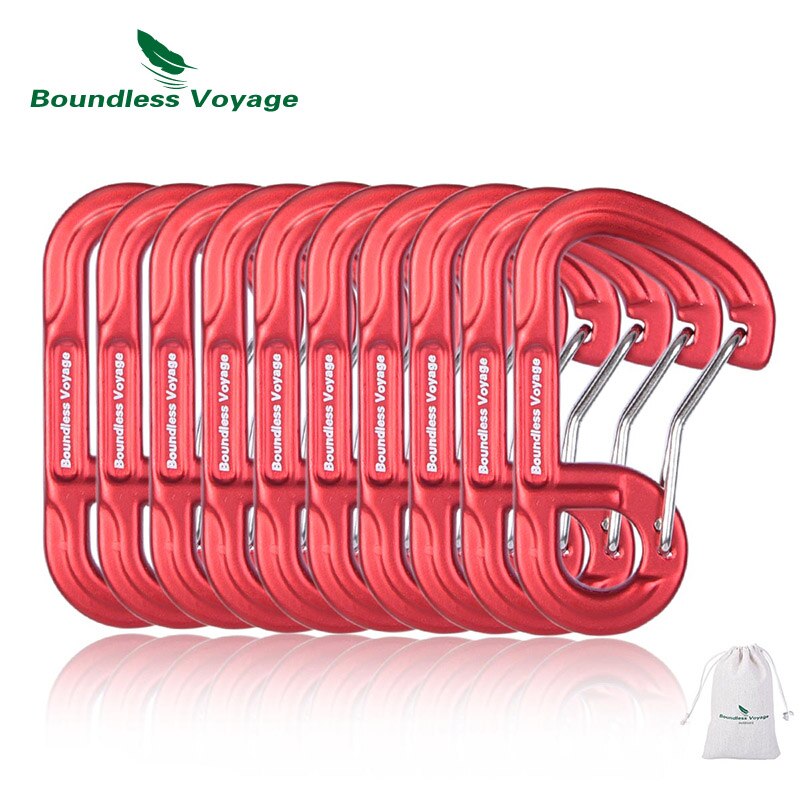 Grenzeloze Voyage Outdoor 10 Stuks D-Type Schroefslot Karabijnhaken Aluminium Camping Klimmen Backpacken Winkelhaak-Gratis Wiregate: Red-10pcs