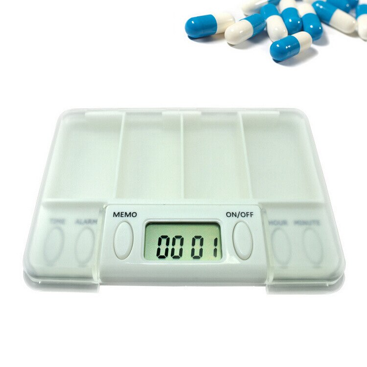 Intelligent Timing Daily Reminder Alarm 4 Day Pill Box Medicine Cases with LED 4 Days Medicine Pill Box Container Color Random