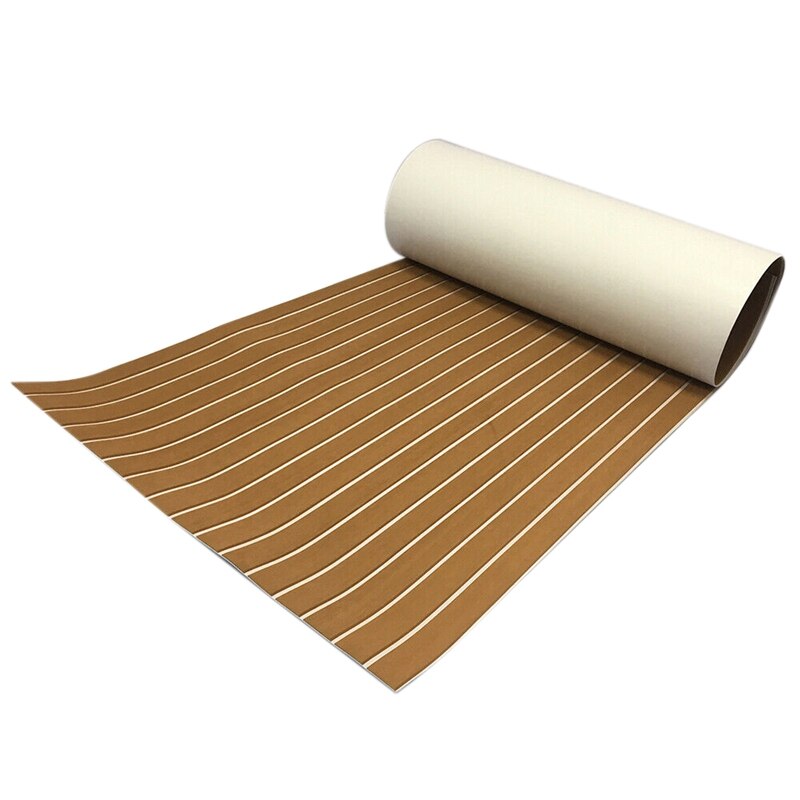 Feuille de teck en mousse EVA auto-adhésive 240X45cm Yacht tapis de sol en mousse synthétique marron avec ligne blanche