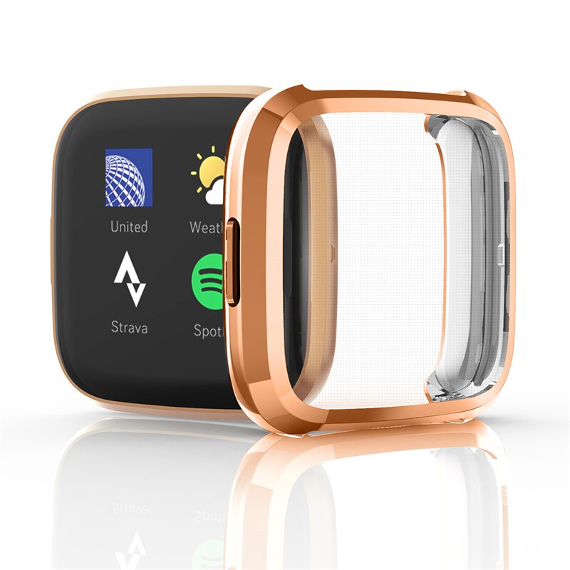 Fitbit versa 2 fodral plätering+tpu skydd silikonfodral helskärmsskydd för fitbit versa 2 fodral 61018: 4