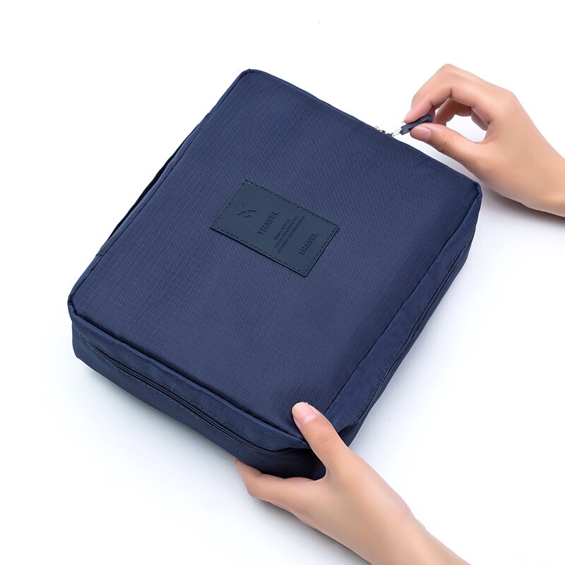 Waterproof Travel Makeup Large Capacity Storage Bag Men and Women Travel Portable Wash Cosmetic Bag Travel Accessories: Navy