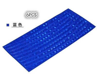 6 uds. De calcomanías reflectantes fluorescentes para llanta de bicicleta, Pegatinas reflectantes para ciclismo, cinta de seguridad: Azul