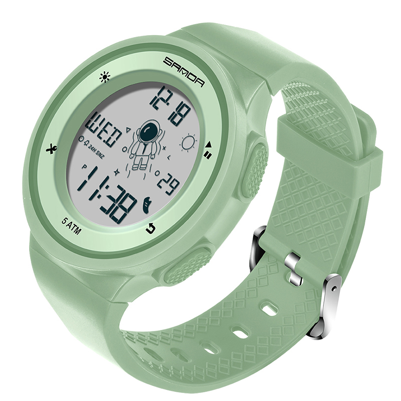 Creatieve Outdoor Sport Horloge Mannen Mode Eenvoudige Elektronische Horloge Man 50M Waterdichte Horloges Voor Jongens Meisjes klok: green