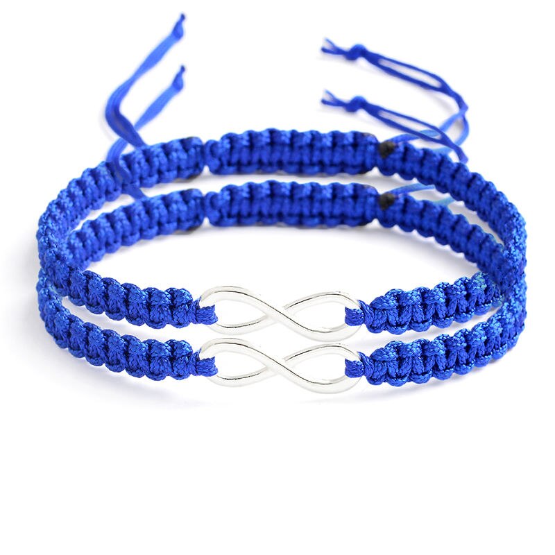 QIHE SCHMUCK 2 stücke Unendlichkeit Geflochtene kit Band armband Freundschaft Armband Set freundliche Liebe Paare Armband Schmuck: royal blue