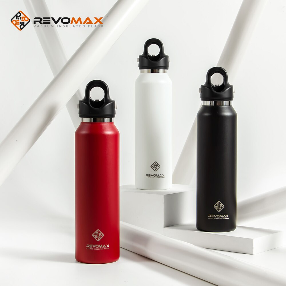 Revomax garrafa térmica de parede dupla, para esportes, 473ml, aço inoxidável 304, frasco a vácuo, copo isolado, à prova de vazamento de água