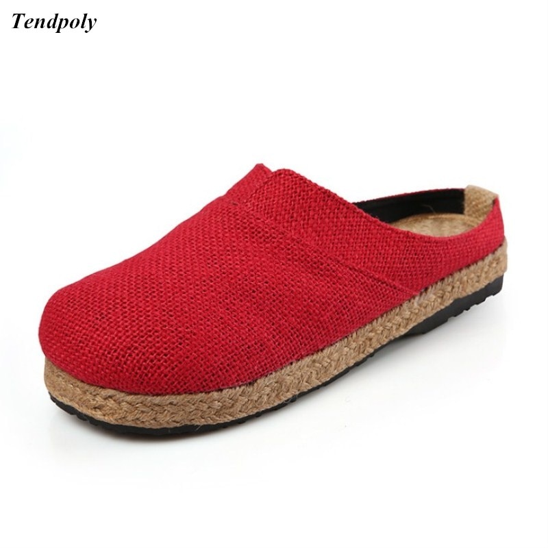 Baotou – chaussures plates en lin et chanvre pur pour femmes, chaussures d'été respirantes, simples et confortables, de style chinois et folklorique