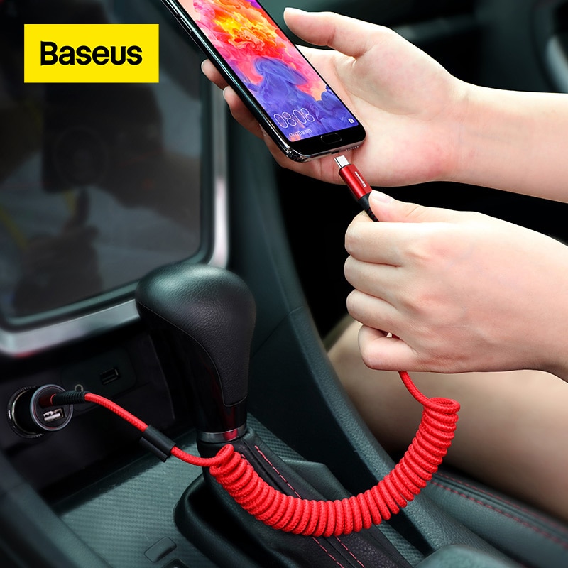 Baseus Spring USB Type C Cable for Xiaomi Mi 9 Huawei P30 Lite Samsung S10 2A USB C Fast Chagrge Cable Retractable Type C Cable