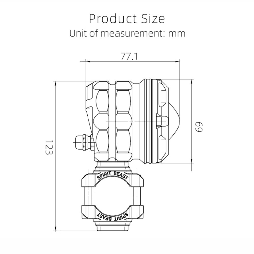 Spirit Beast-L7 Universal Motorcycle LED Spotlight 10W High Brightness Spot Light Motorbike External Flashing Auxiliary Lamp