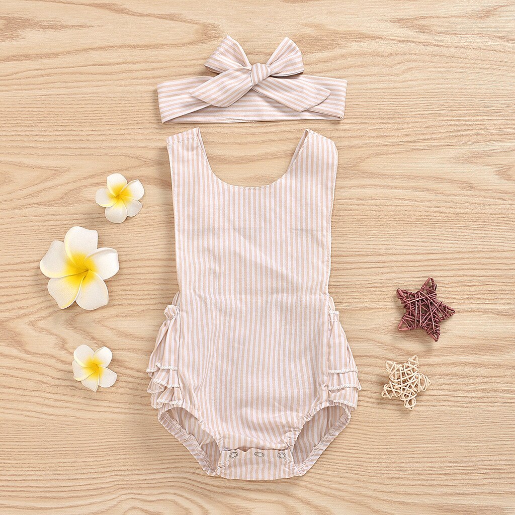 Peuter Baby Meisje Kleding Kinderen Meisjes Jongens Mouwloos Ruche Streep Romper Sunsuit Kleding Peuter Rompertjes Meisjes Rompertjes