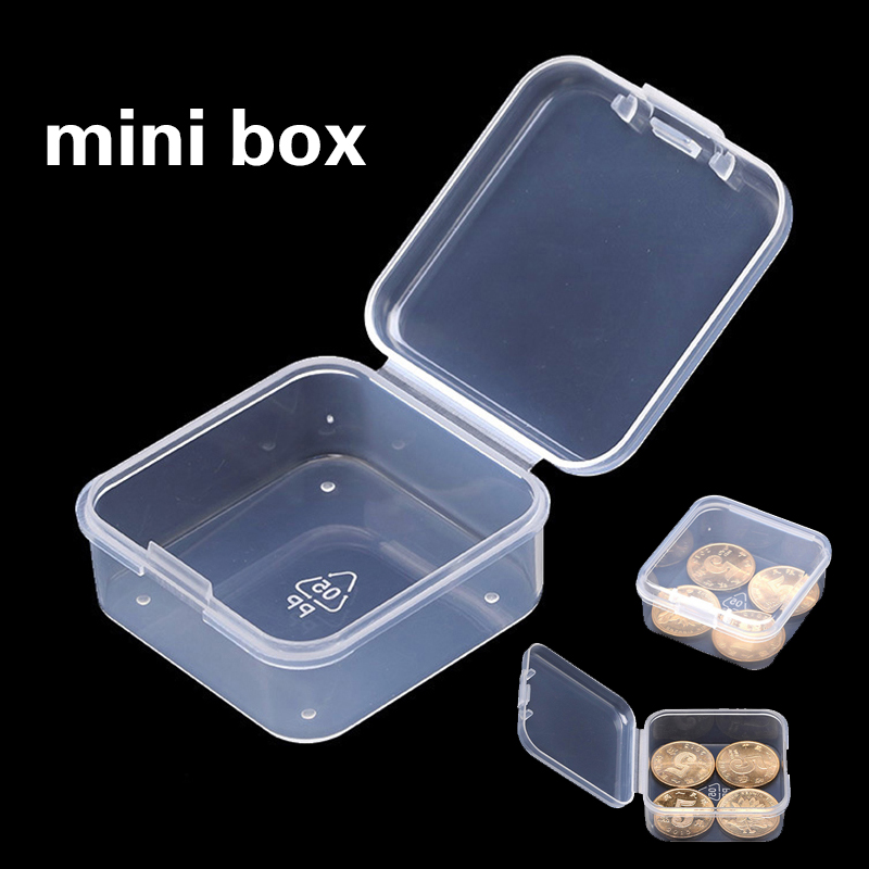 6 PCS Mini Storage Box Transparent Square Plastic Box Earrings Jewelry Packaging Storage Small Square Box Jewelry Organizer