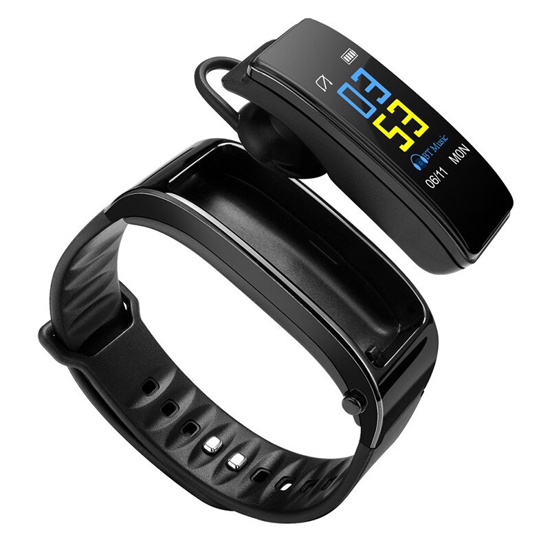 Talkband Y3 Plus montre intelligente avec écouteurs moniteur de sommeil de fréquence cardiaque Bluetooth appel musique Smartwatch pour casque de sport d'affaires: Black