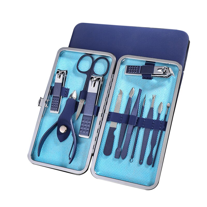 7/10/12/18 st/set manikyrset för professionell pedikyr nagelklippare verktygssats pedikyr i rostfritt stål med resefodral: 12 st