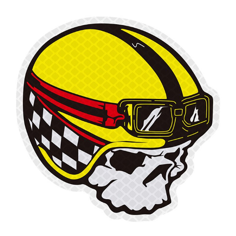 2pcs Helmet Skull Reflective Sticker for Car Decoration Night Warning Tape Vehicle Tail Decal Scratch Modification Made with 3M