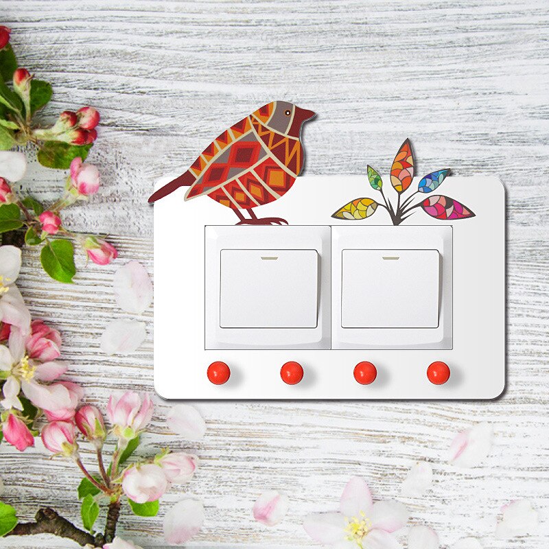 Bon augure oiseau interrupteur décoration pâte moderne Simple cadre couverture prise Protection couverture peut être carte peut coller Stickers muraux