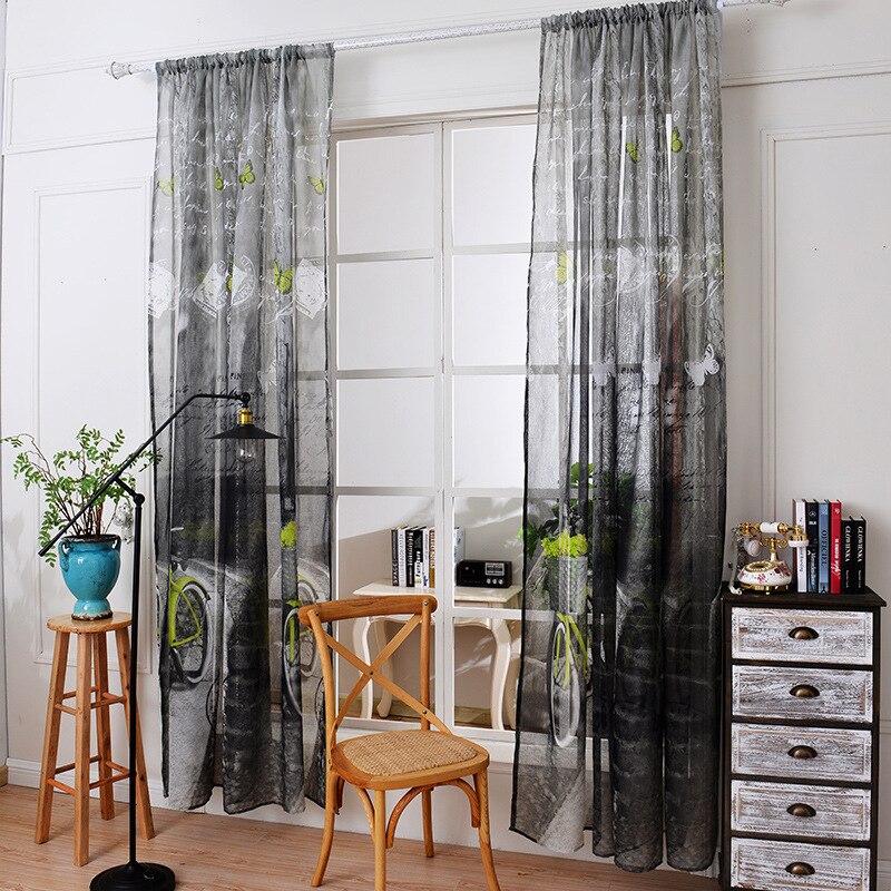 Cortinas de tul transparente de tela de lino y algodón suave para ventana de bicicleta de dormitorio, cortinas para cocina, cortinas de tul, 1 ud.