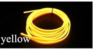 Auto LED Streifen 2 Meter Auto Dekoration Atmosphäre Lampe 12V Flexible Neon EL Draht Seil Innen LED Auto licht DIY: Gelb