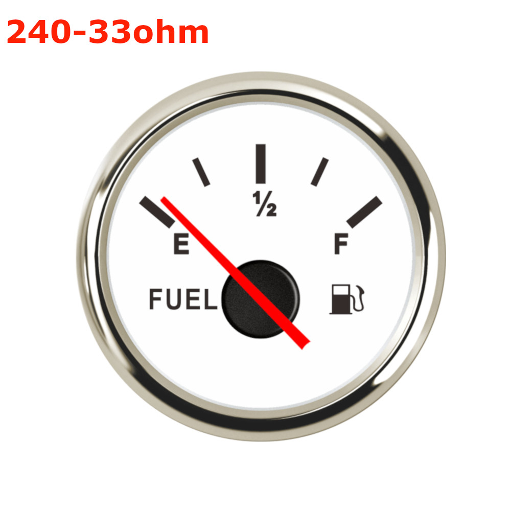 52 Mm 2 "9-32V Brandstofmeter Auto Boot Marine E-1/2-F Brandstoftank Niveau gauge 0-190ohm 240-33ohm Pointer Brandstofmeter Led Display: WS 240-33ohm