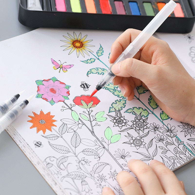 Rotulador de pincel de acuarela, rotuladores de dibujo de Anime Manga para pintura, papelería, suministros de arte
