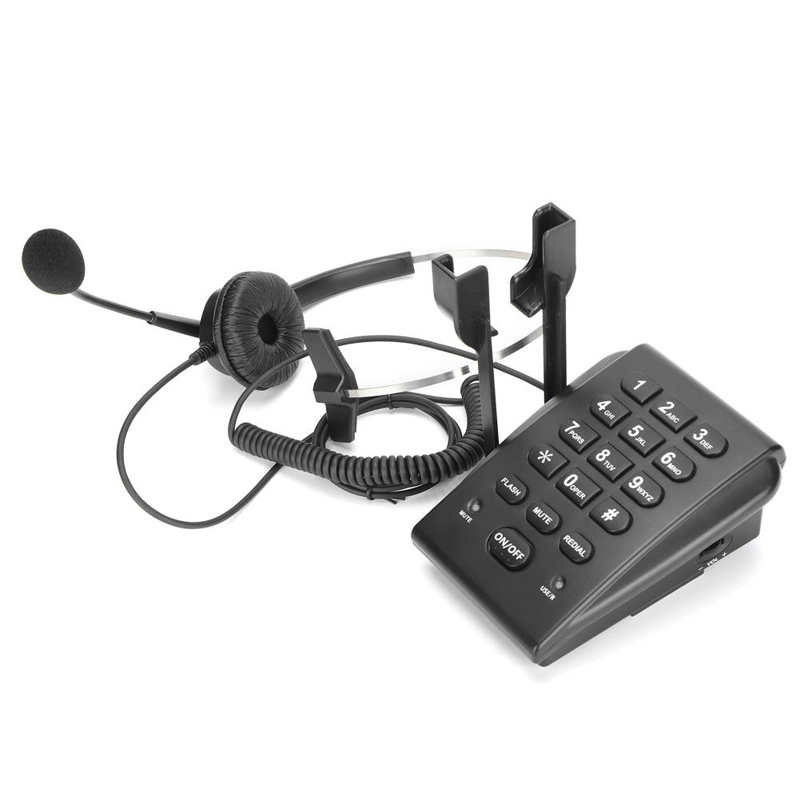 Corded Telephone with Headset Call Center Telephone with Omnidirectional Microphone Headset for Home Office Call Center Phone