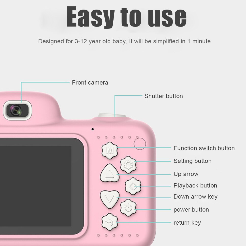 2.4 Inch Screen Kids Camera Cute Cartoon Digital Cameras Camcorder High Definition Children