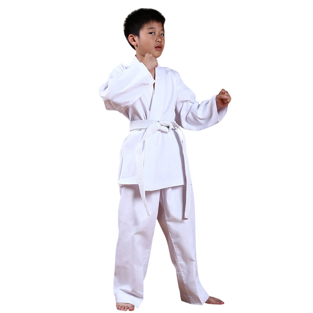 White Karate Uniform Belt Belt Taekwondo Suit Adult Children Women Men Kung Fu Training Workout Clothes: 140