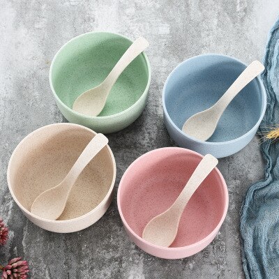 Tarwe Stro Kom Set Kinderen Servies Huishoudelijke Rijstkom Set Tarwe Servies Set Leuke Baby Kom