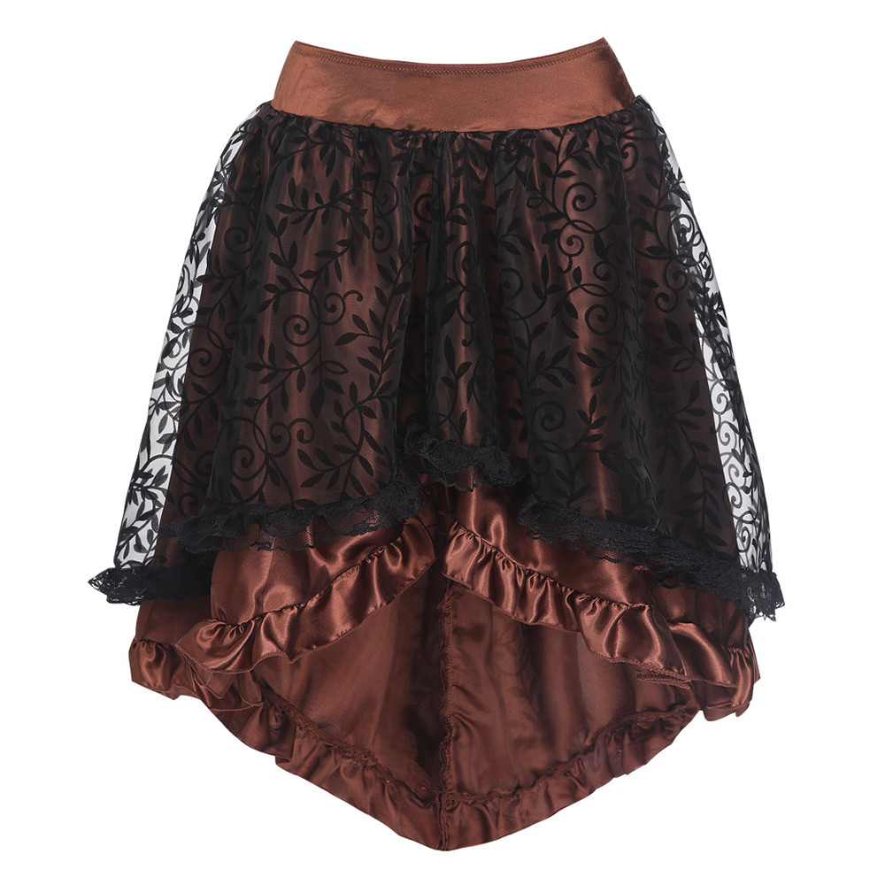 Burlesque – jupe Corset en dentelle, haut et bas, à volants irréguliers, vêtements gothiques Steampunk, jupe de danse de fête Showgirl