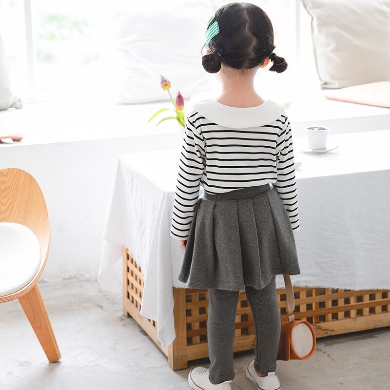 Katoenen kinderleggings voor meisjes met rok, casual broek voor kinderen, effen elastische potloodbroek, peuterbroek