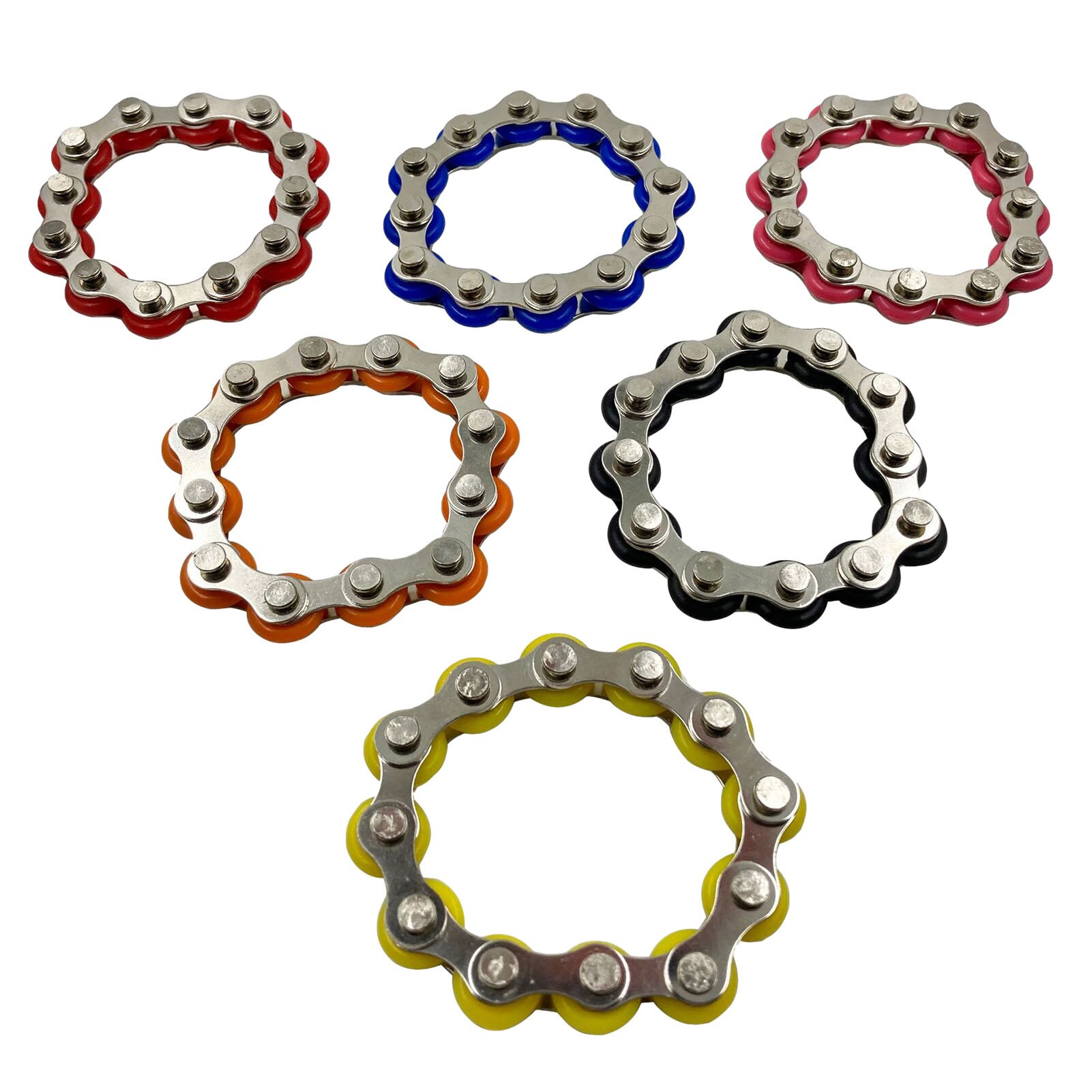 Cube Decompression Chain Stainless Steel Ring Vent Toy Decompression Bicycle Chain Key Ring ADHD Fidget Toy