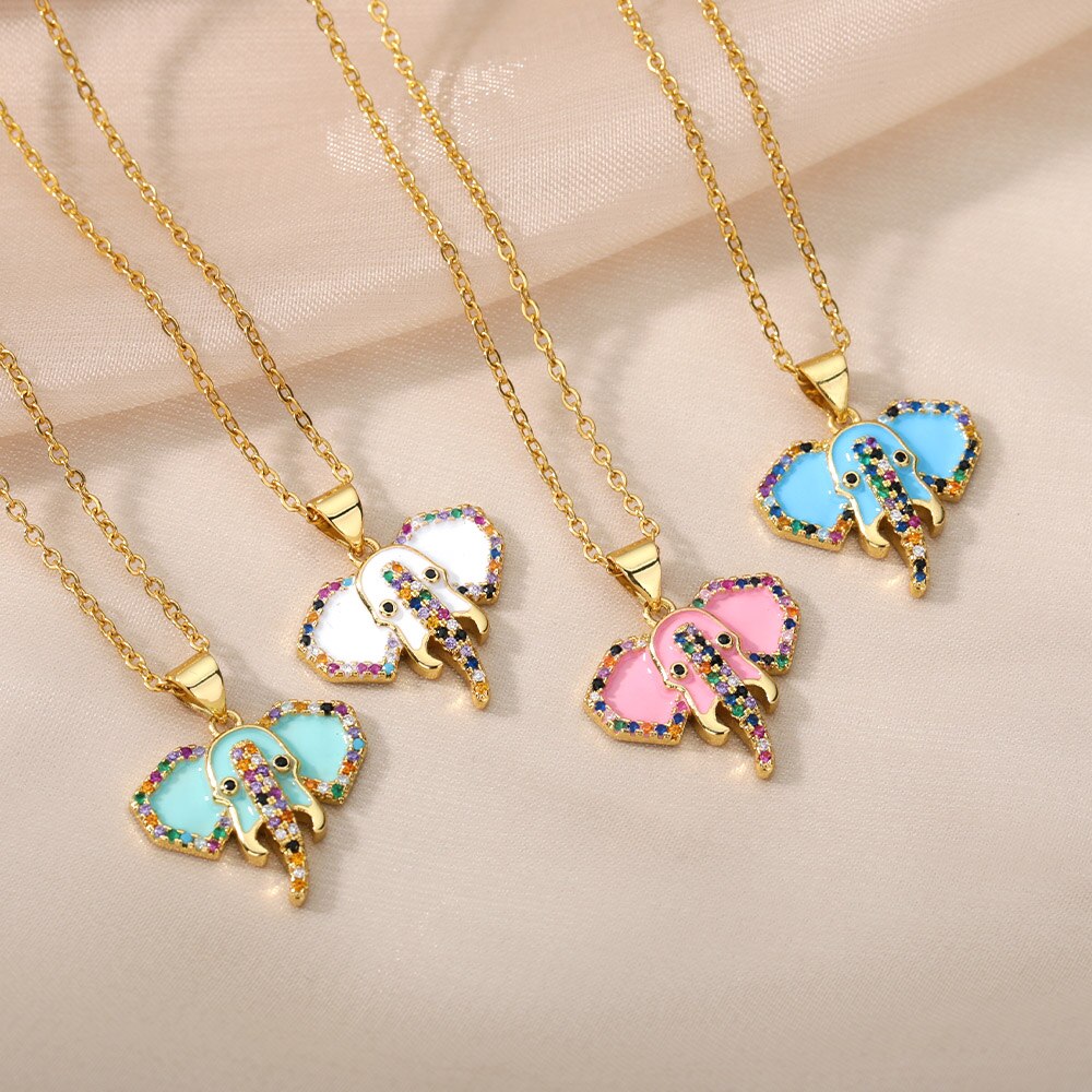 Edelstahl Halskette Für Frauen Jahrgang Elefanten Ebene Anhänger Halsketten gotisch Schmuck Art Collares Schmuckstück Femme