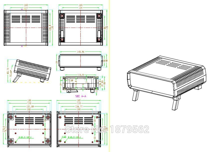 [2 colors]160*130*48mm plastic electronic box diy PLC project case desktop enclosure abs junction box PBC outlet box switch box