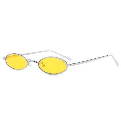 Kleine ovale ultravioletbestendige zonnebril met retro metalen montuur, geelrood, vintage ronde zonnebril, inisex wandelbril: 07