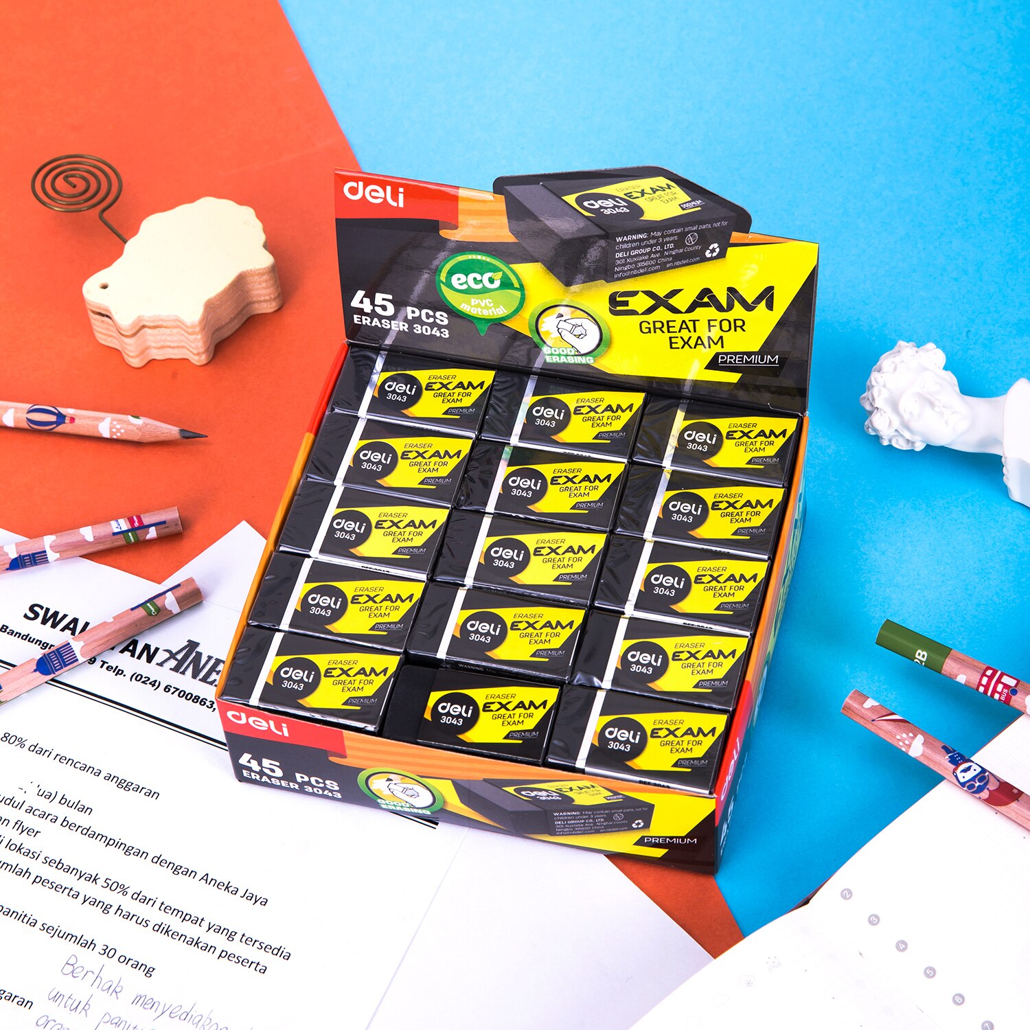 Deli Black Eraser 5PCS/LOT Exam 2B Pencil Rubber Erasers Kids student stationery Flexible Examination E3043