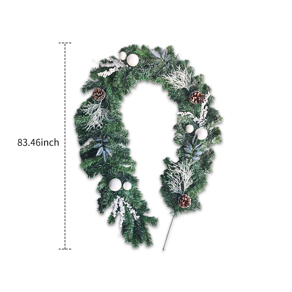 1.9/2.1m Christmas Wreath Christmas Artificial Garland Wreath Green Xmas Home Party Christmas Decor Rattan Hanging Ornament