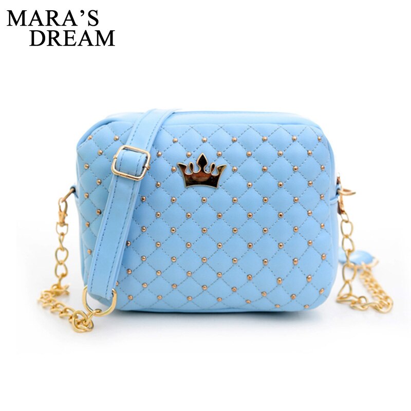 Maras drøm lille dametaske håndtaske med krone mini nitte skuldertaske kvinder messenger bag