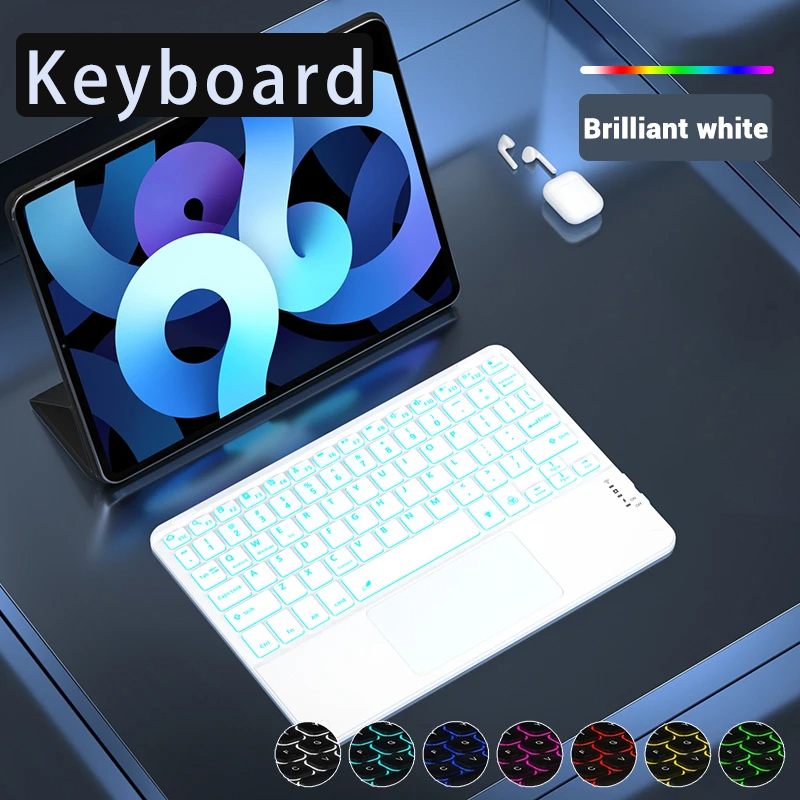 Multilingual 7-Colors Backlit Wireless with Touchpad Keyboard Rechargeable Portable Keyboard For iPad Tablet Laptop IOS Android