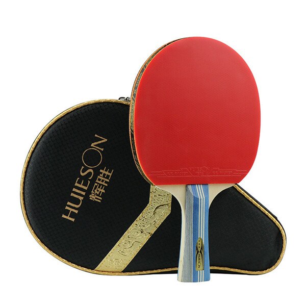 Huieson 3 Star Table Tennis Racket Sticky Elastic Pimples-in Rubber Lightweight 5 Ply Blade Table Tennis Bats for Beginners: Long Handle