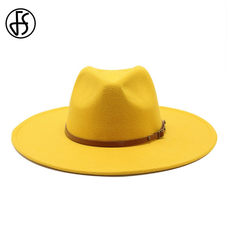 Fs stor imiteret uld fedora hat kvinder mænd filthuer med metal kæde dekor hvid panama trilby cowboy jazz cap chapeau sombrero