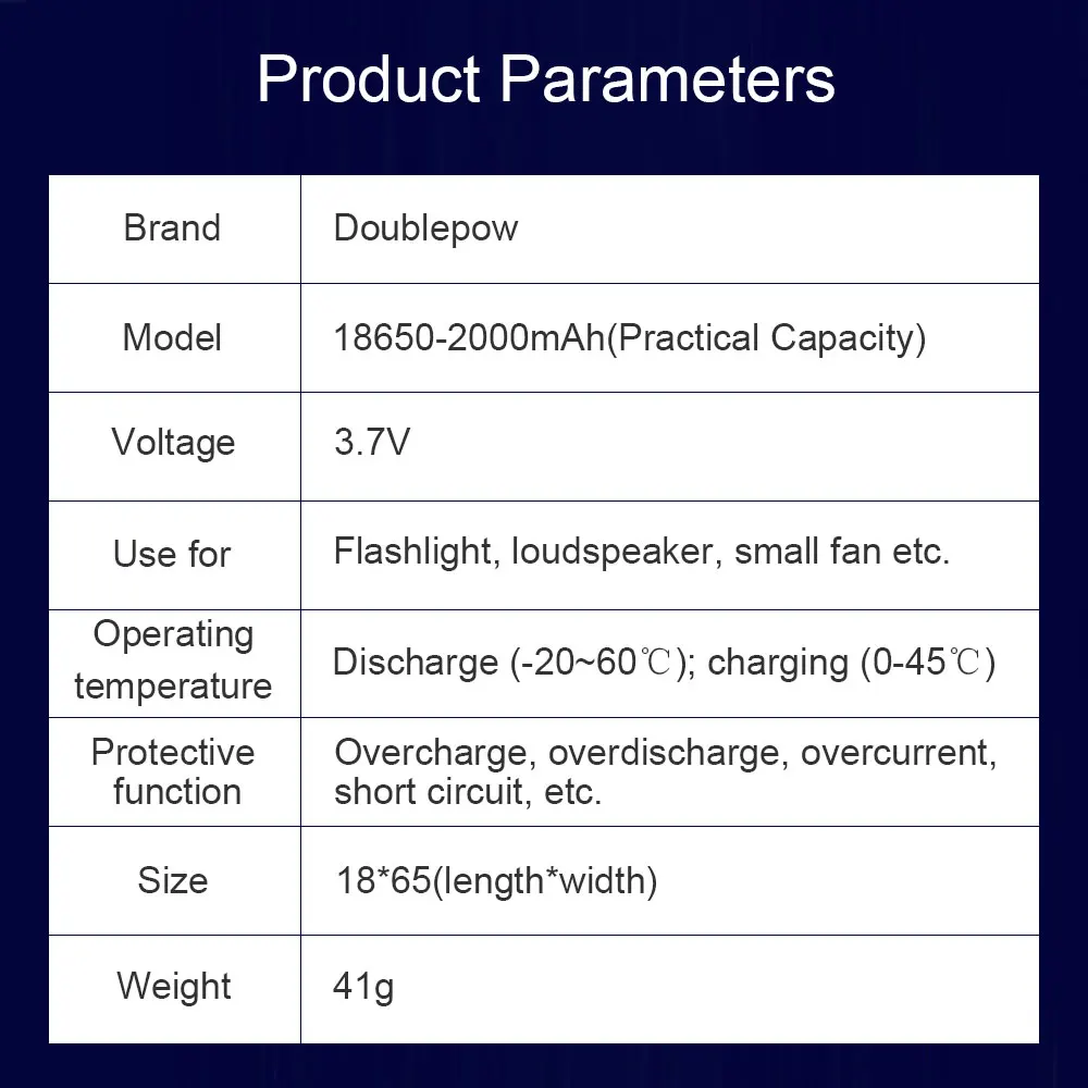 2PCS 100% Original 18650 3.7v 2000mah 18650 Rechargeable Lithium Battery for Flashlight Batteries