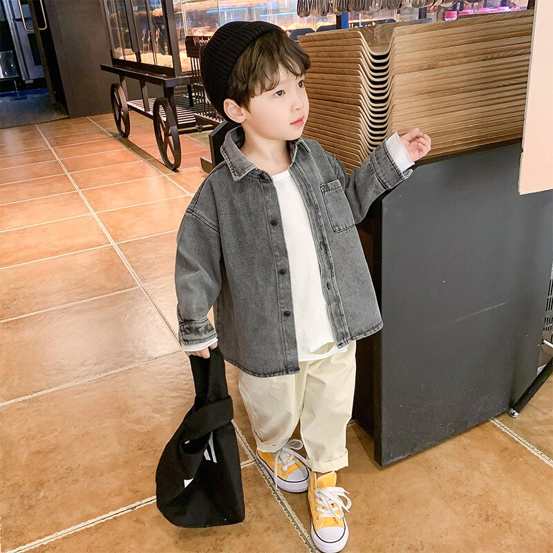 Casaco jeans casual primavera outono, roupa de área externa para crianças fantasia escola adolescente roupas de menino alta qualidade