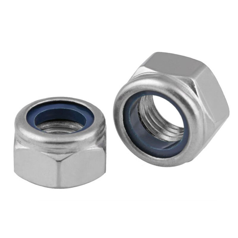 304 Stainless Steel Left Thread Hex Nut Self-locking Nylock Locknut M2 M3 M4 M5 M6 M8 M10 M12 M14 M16 M20 M22 M24 Lock Nut