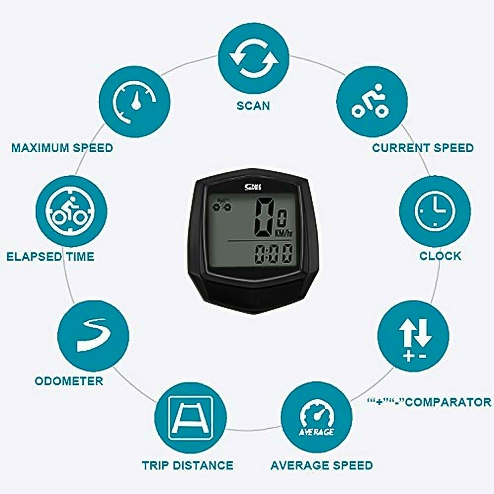 SD-581 Bike Computer Multifunctional Wireless Bicycle Sensor MTB Road Bike Speedometer / Stopwatch With LCD Digital Display