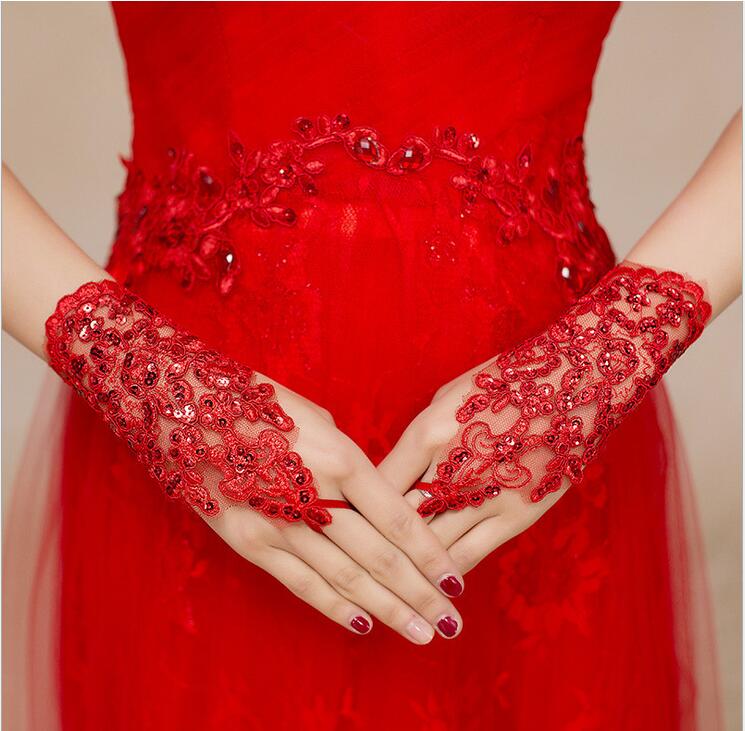 encaje con cuentas, satén, guantes cortos nupcial , guantes De Boda sin dedos, blanco marfil, accesorios De boda Veu De Noiva