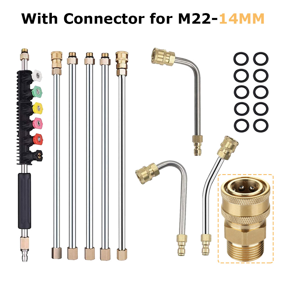 Car Washer Metal Jet Water Spray Lance Extension Wand Nozzle for Karcher K Series Powerful Pressure Washer with 5 Quick Nozzles: Yellow