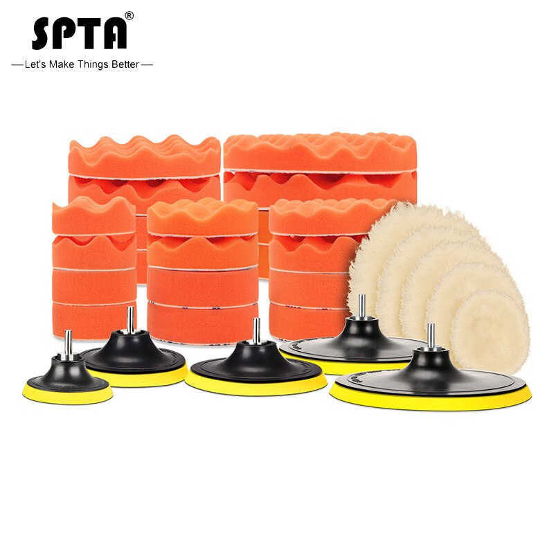SPTA 7Pcs High Gross 5" 6" 7" Polishing Pad Buffing Pad Kit for Car Polishing Buffer--M14 thread -DIY Use